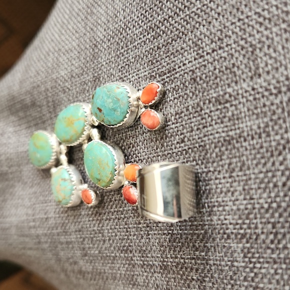 Gorgeous NWOT Native American Navajo Handmade Turquoise Cactus Pendant  🩵🌵💚🎁 - Picture 7 of 12